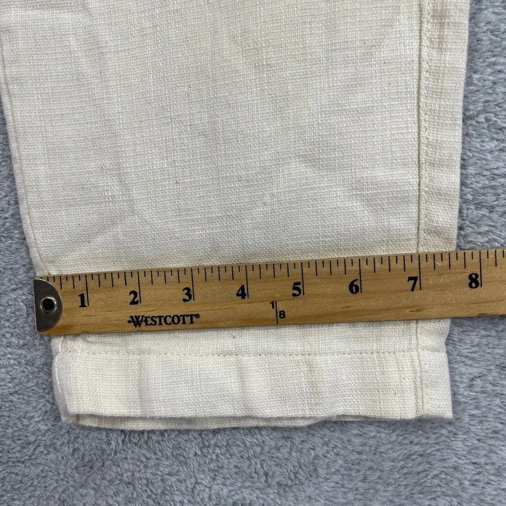 Zara Pants Men Small Cream Cotton Blend Drawstring Elastic Waist Straight Leg